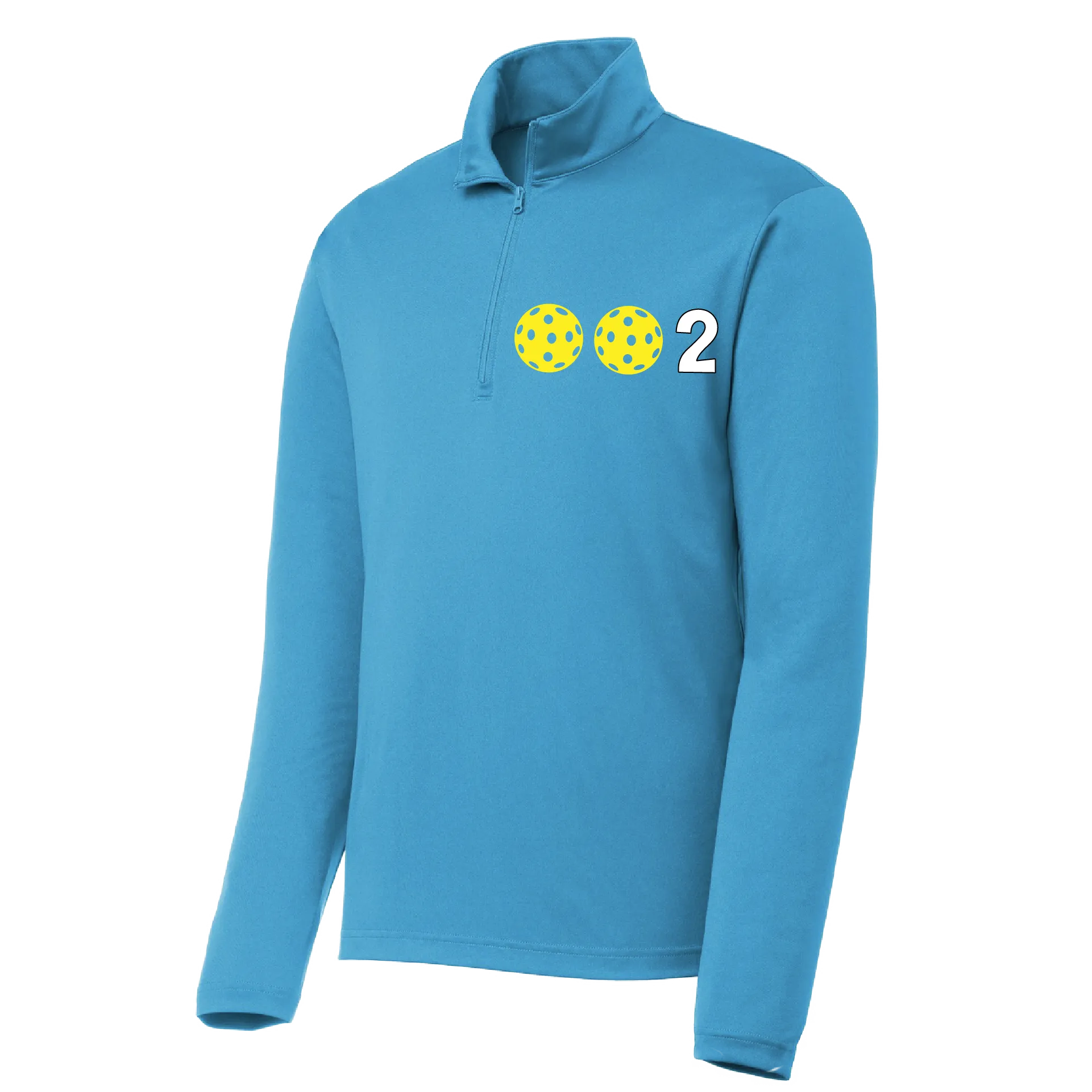 002 Pickleball (Colors Yellow White Or Cyan) | Men's 1/4 Zip Long Sleeve Pullover Athletic Shirt | 100% Polyester