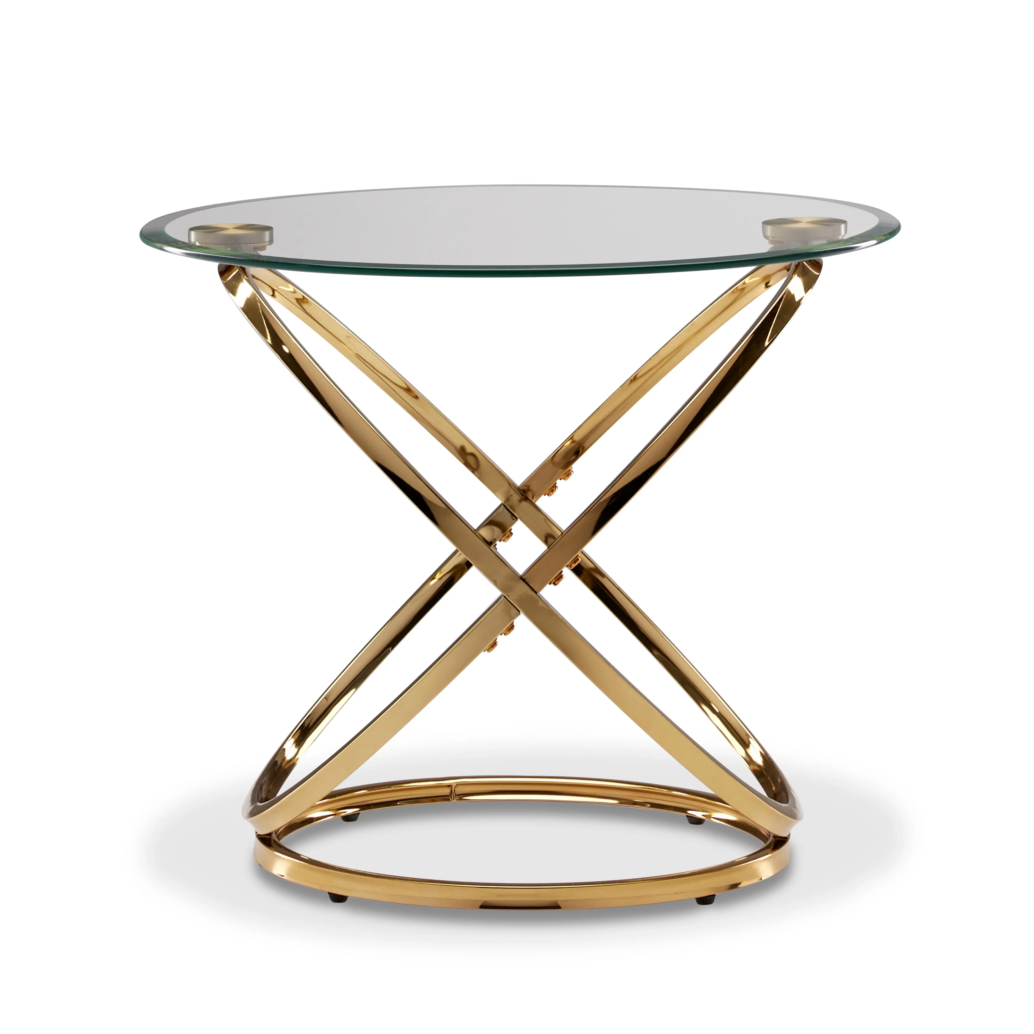 Axis 26" End Table - Glass and Gold