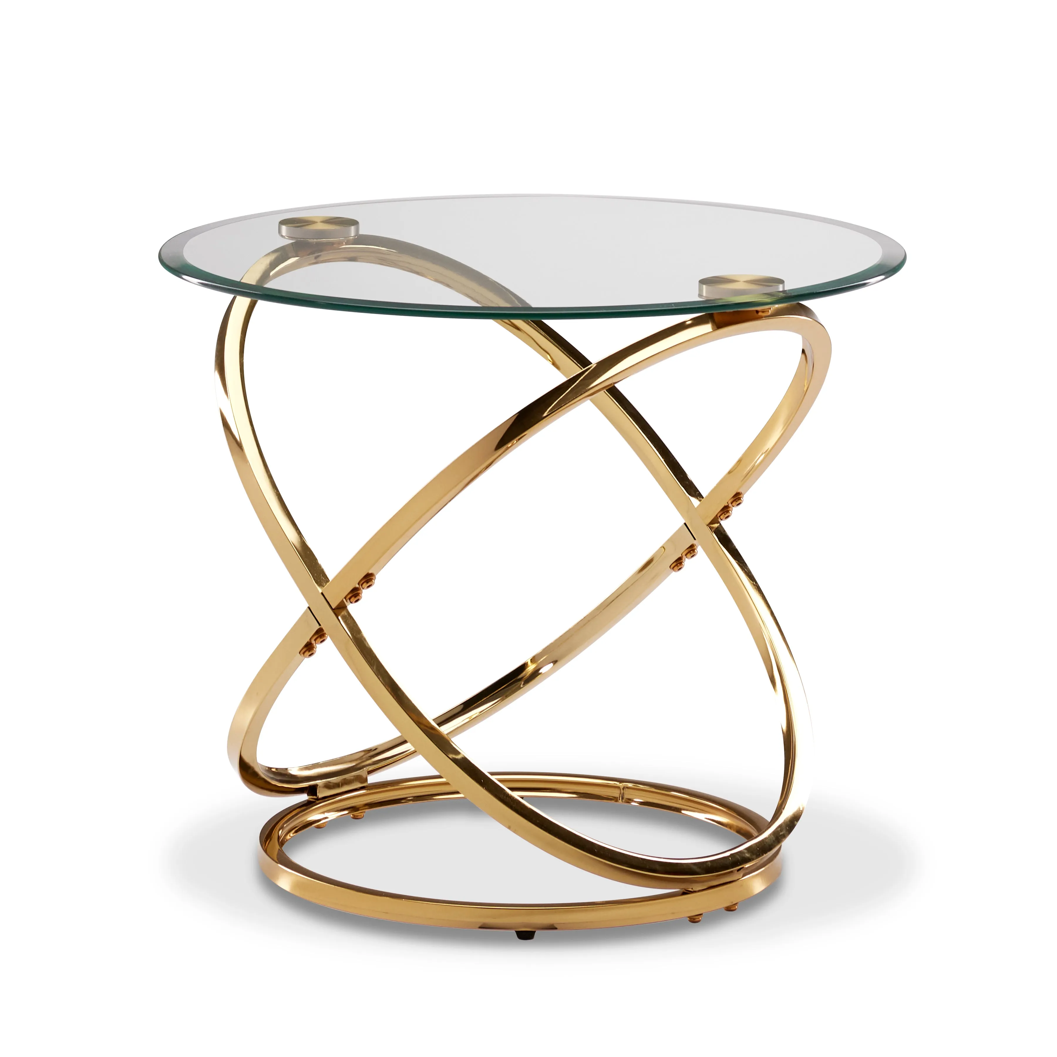 Axis 26" End Table - Glass and Gold