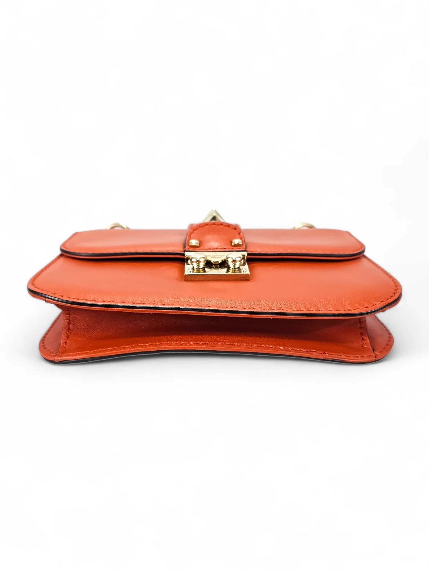 Bolsa Valentino Rockstud Couro Laranja Pequena