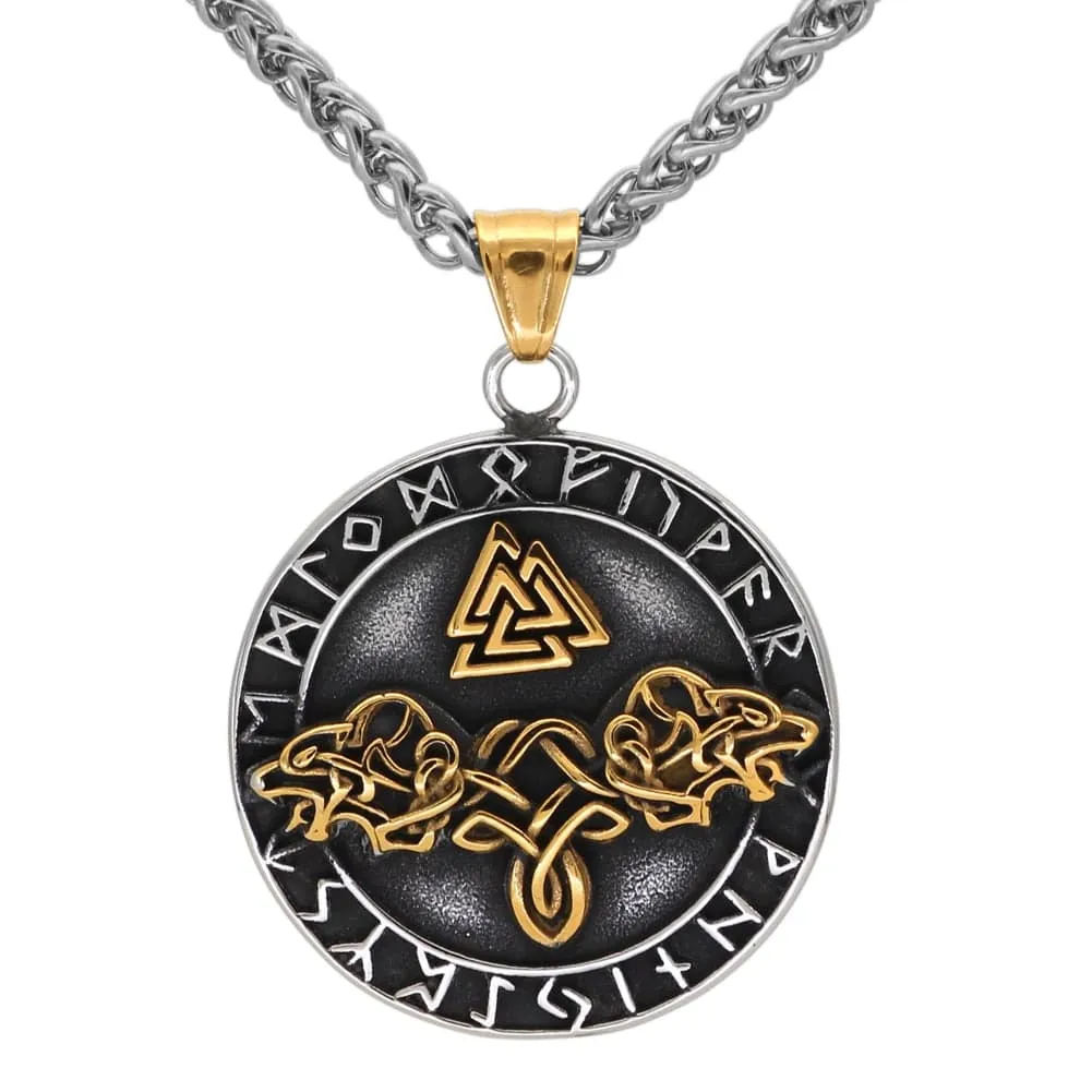 Collier Valknut loups d'Odin