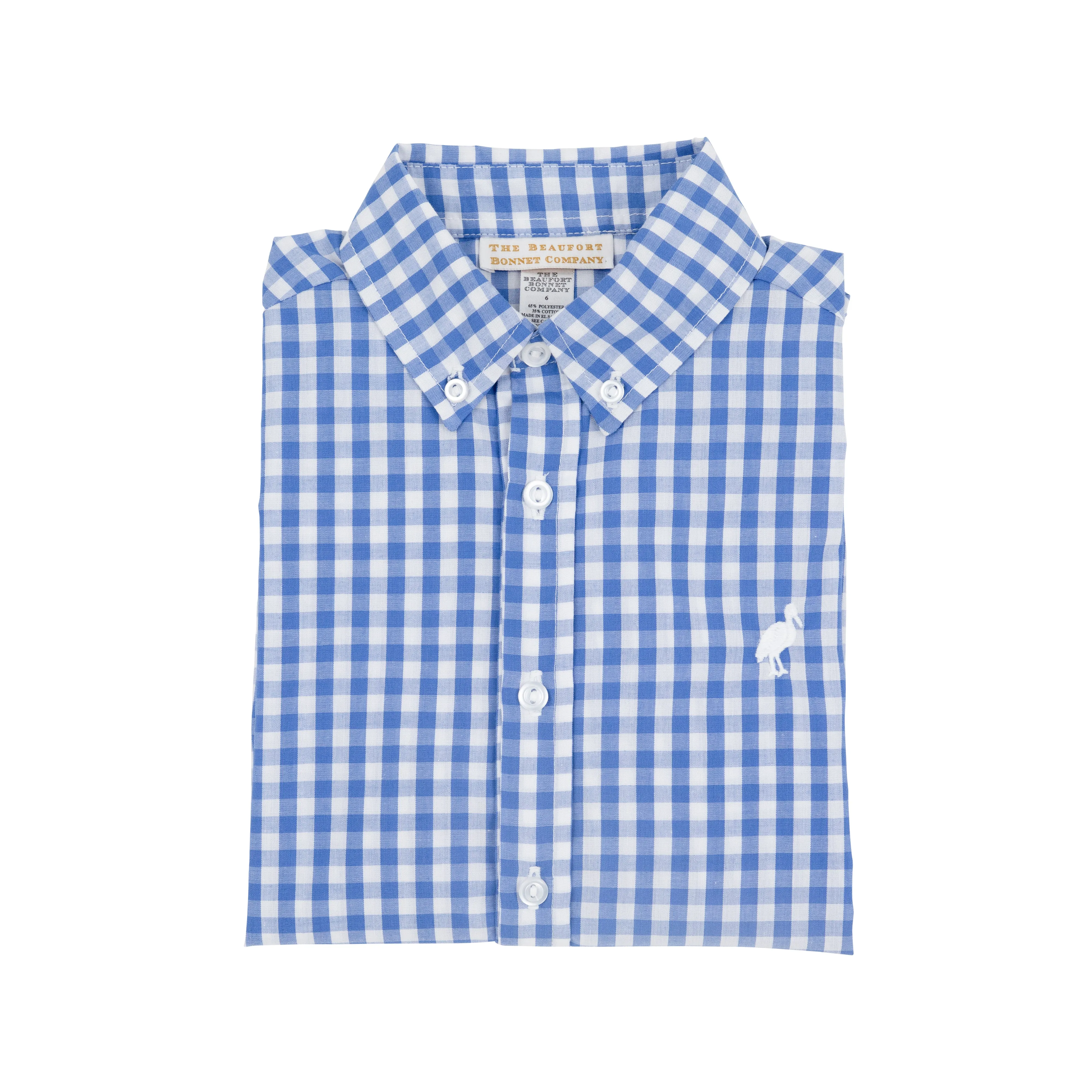 Dean's List Dress Shirt - Barbados Blue Gingham with Worth Avenue White Stork