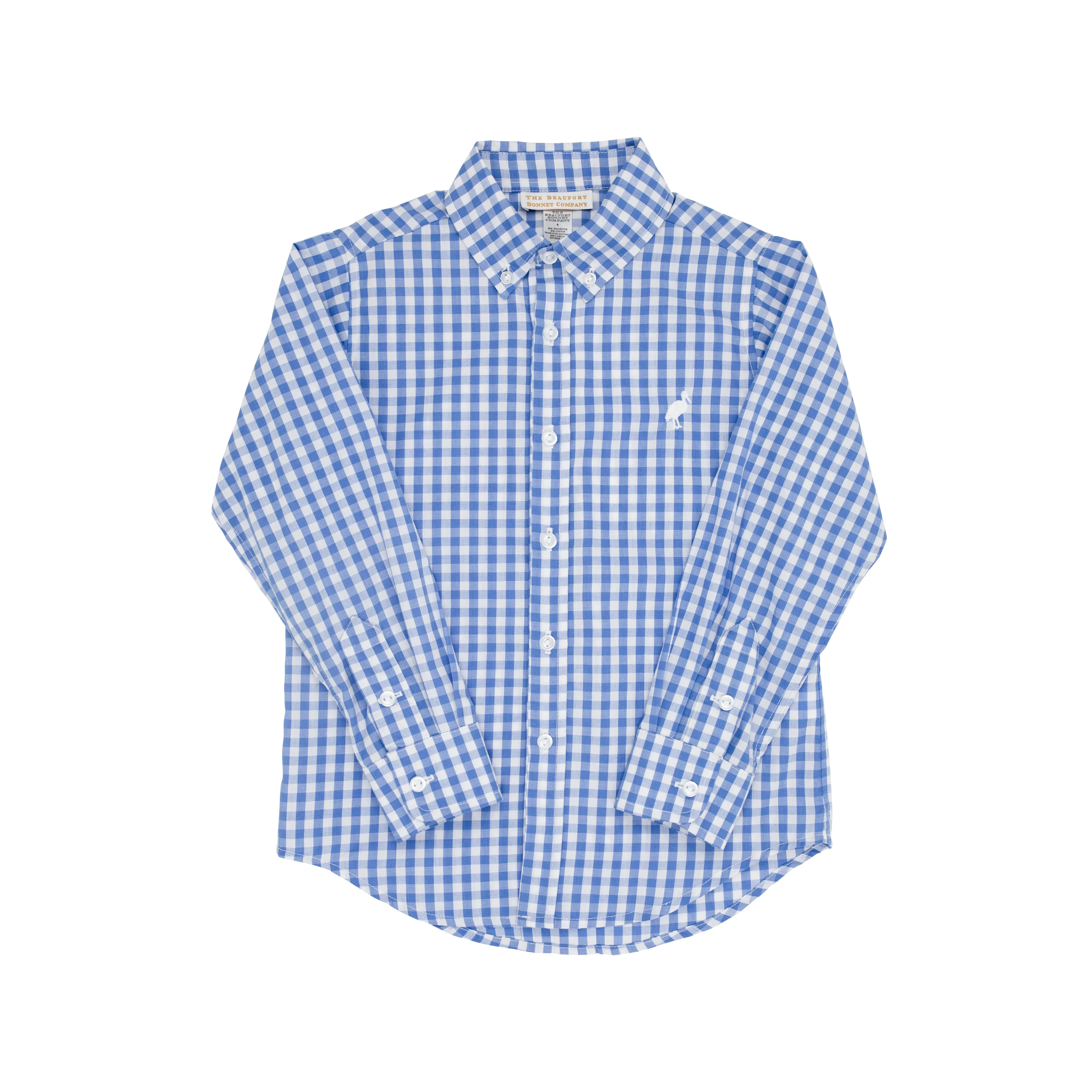 Dean's List Dress Shirt - Barbados Blue Gingham with Worth Avenue White Stork