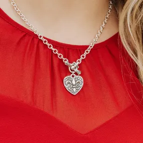 Fleur de Lis Heart Large Toggle Necklace