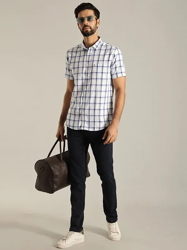 Men Checked Half Sleeve Cotton Shirt