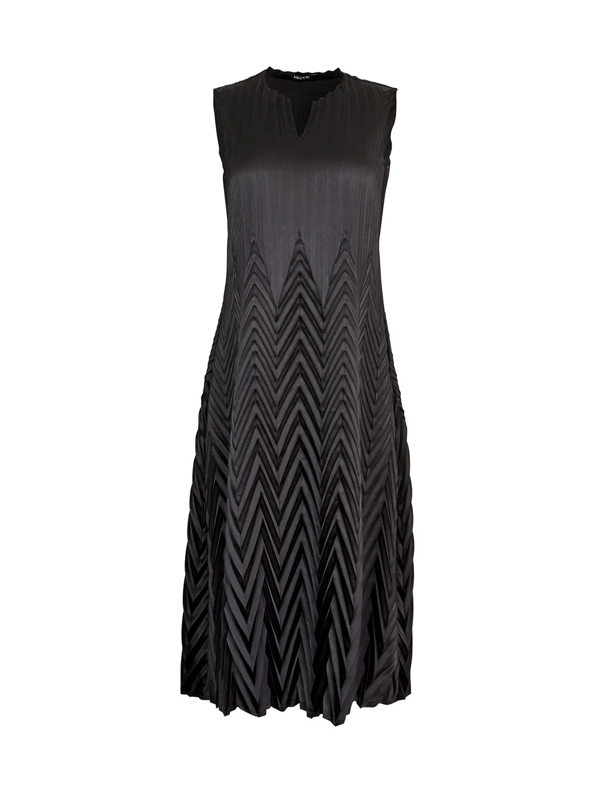 Chic Chevron-Textured Crepe De Chine Midi Sheath Dress