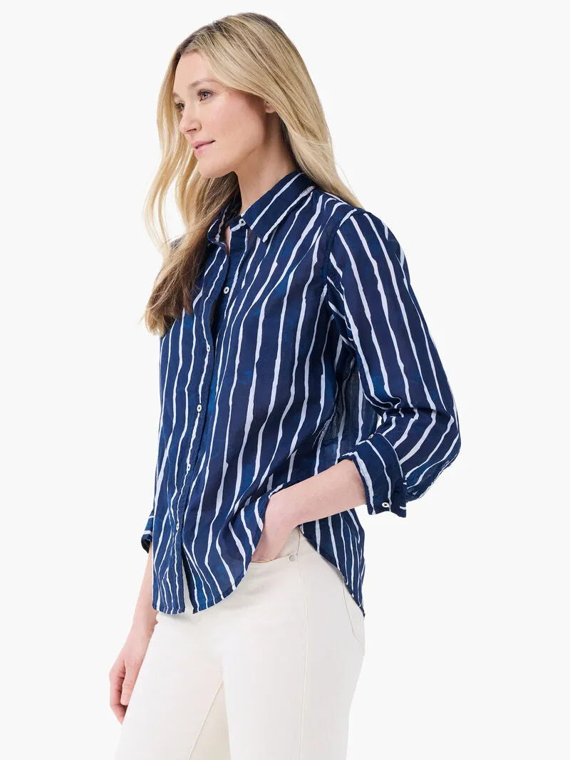 Stylish NIC ZOE Watercolor Stripe Design Girlfriend Shirt