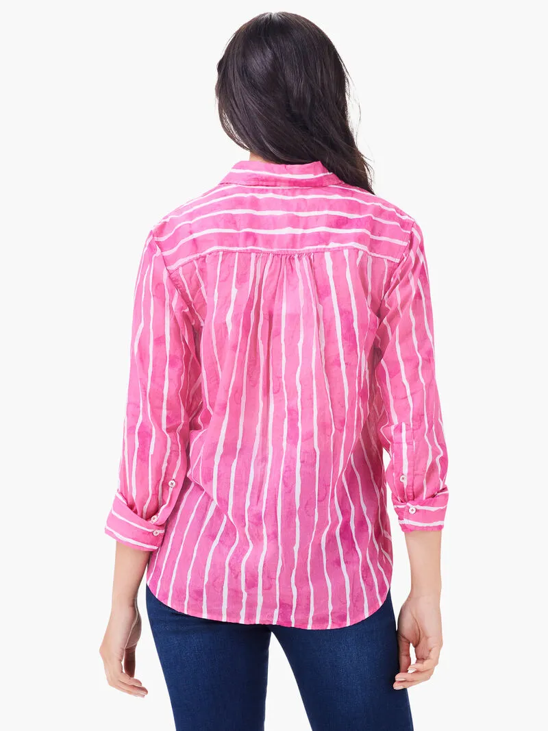 Stylish NIC ZOE Watercolor Stripe Design Girlfriend Shirt