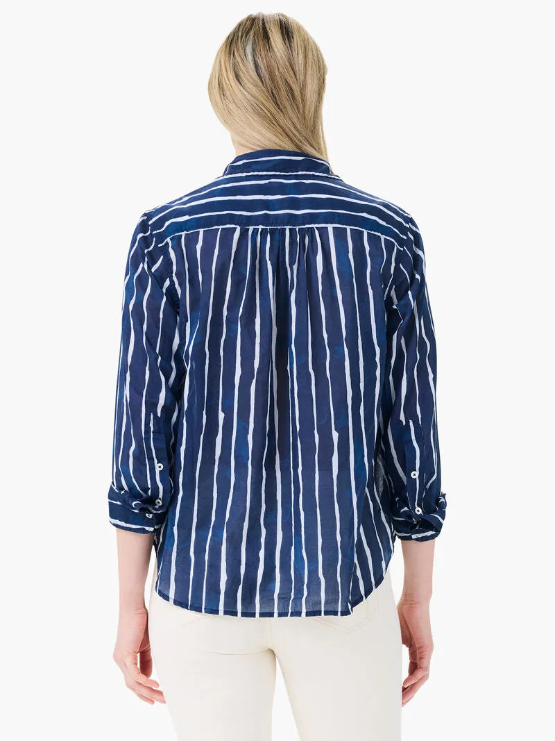 Stylish NIC ZOE Watercolor Stripe Design Girlfriend Shirt