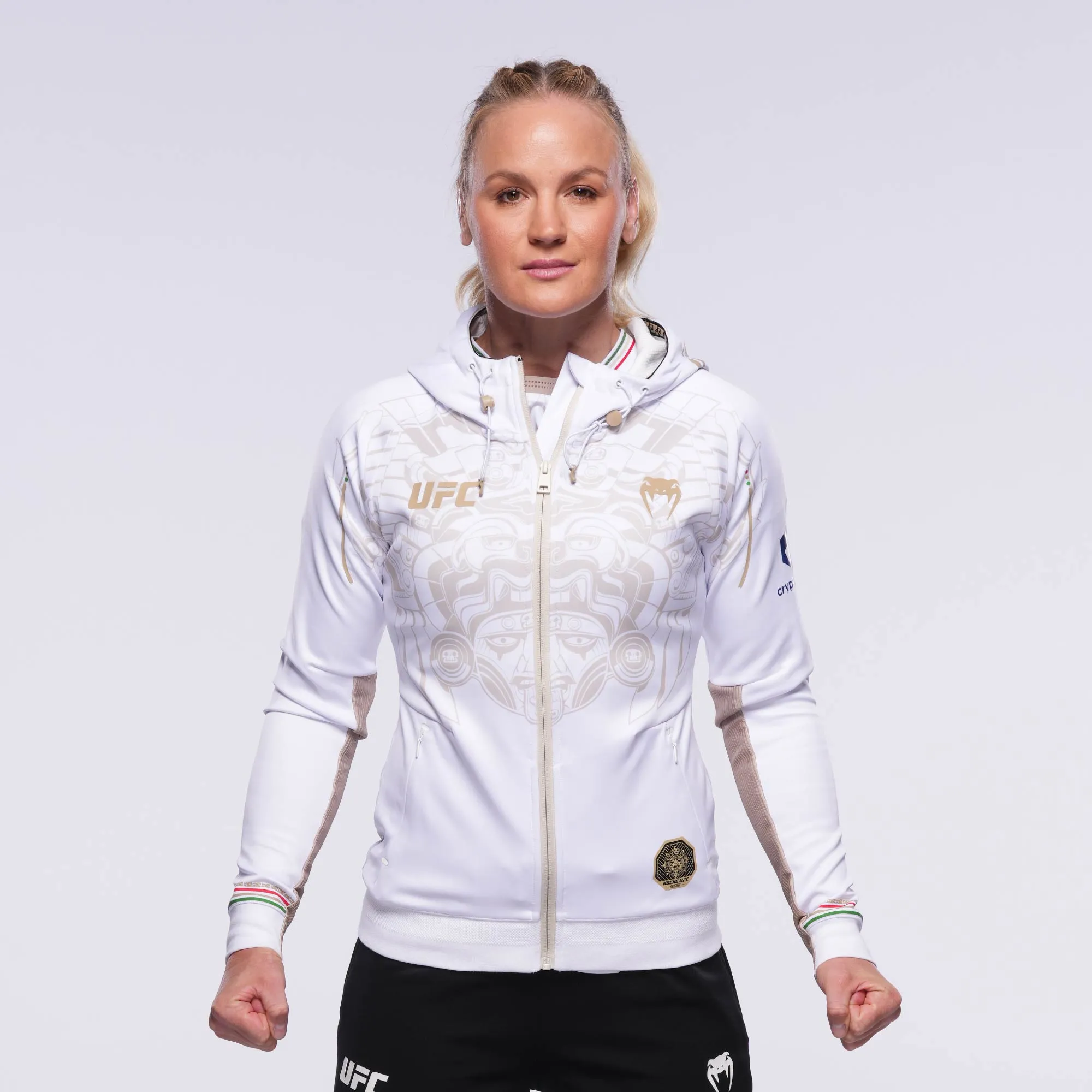 Noche UFC by Venum Fighters Authentic Fight Night Womens Walkout Hoodie - Valentina Shevchenko -  White