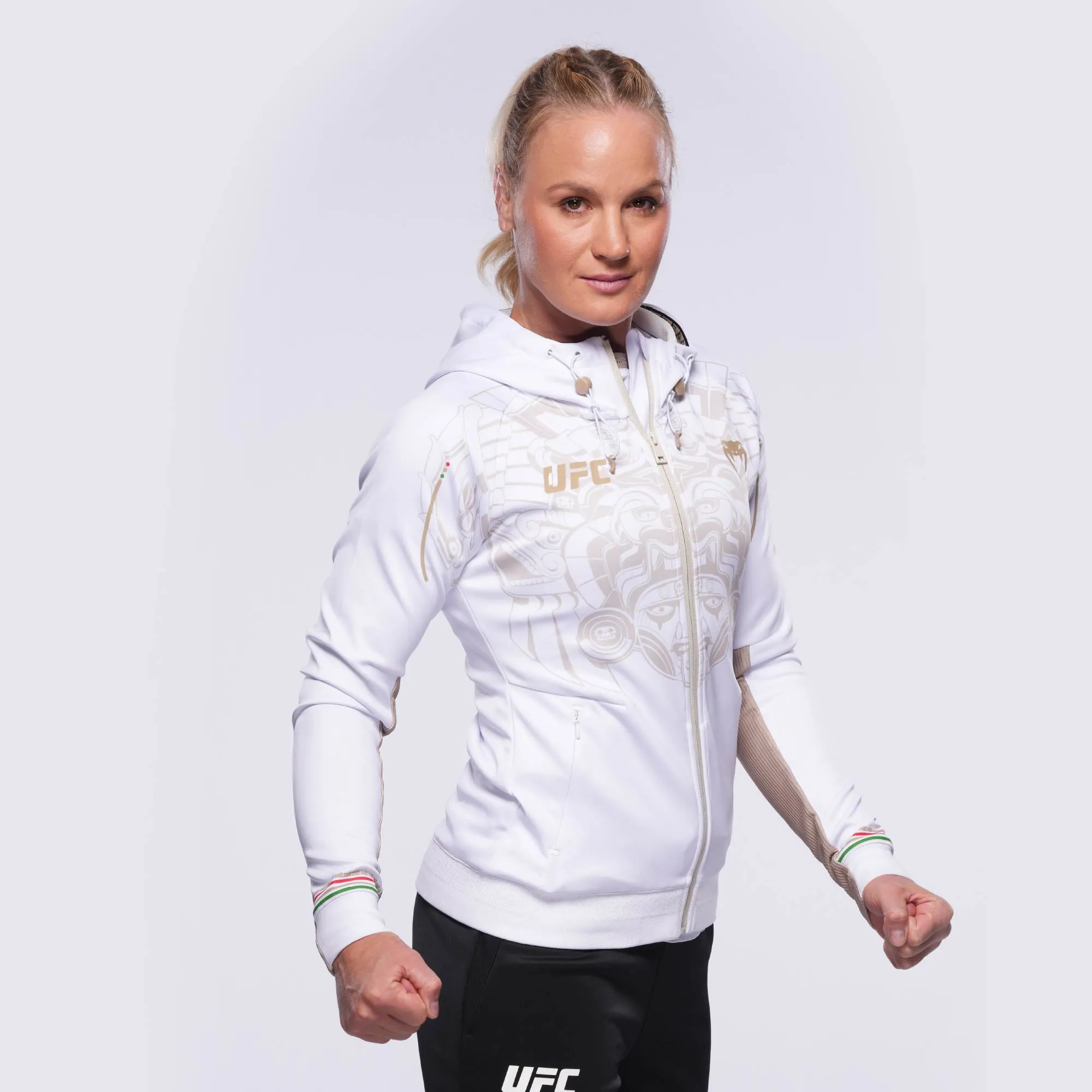 Noche UFC by Venum Fighters Authentic Fight Night Womens Walkout Hoodie - Valentina Shevchenko -  White