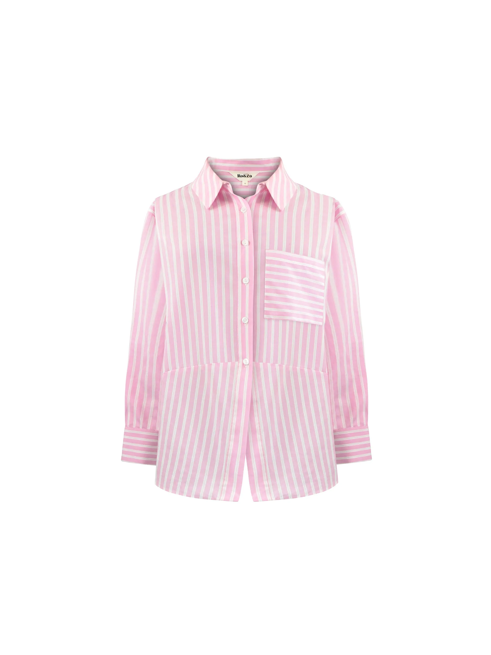 Pink Stripe Cotton Split Front Shirt