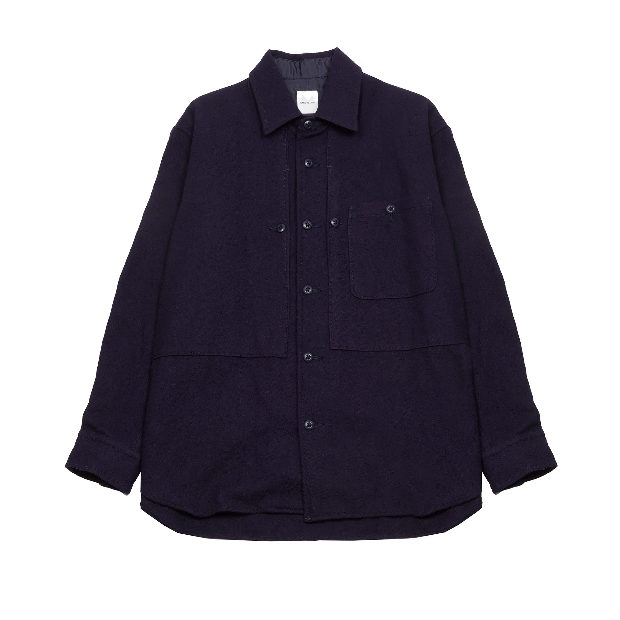 Sage De Cret Navy Wool Viyella Tumbler Style Work Shirt