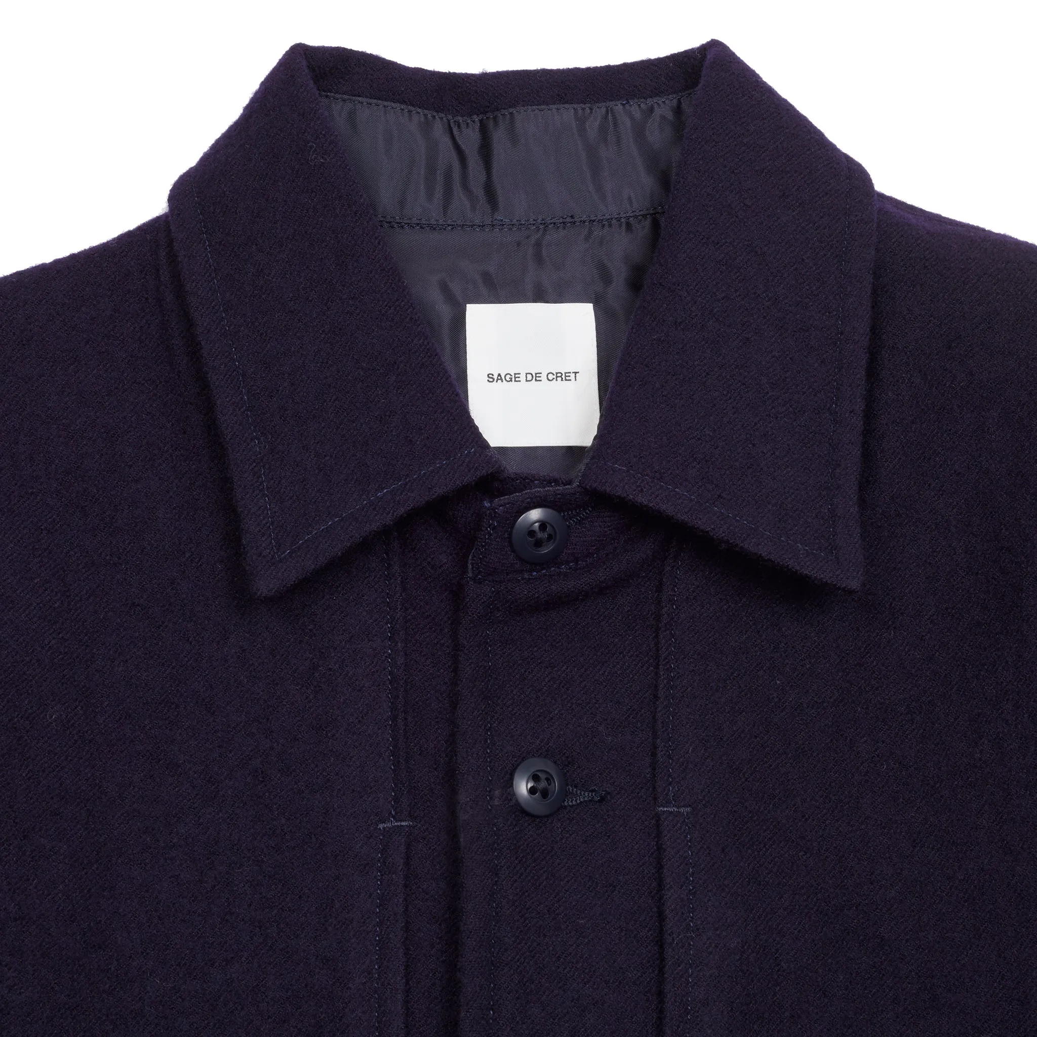 Sage De Cret Navy Wool Viyella Tumbler Style Work Shirt