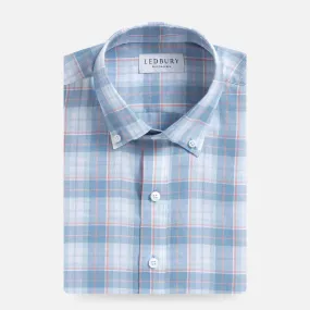 Custom Blue Mist Burke Plaid Mens Shirt - Tailored Fit, Stylish Design