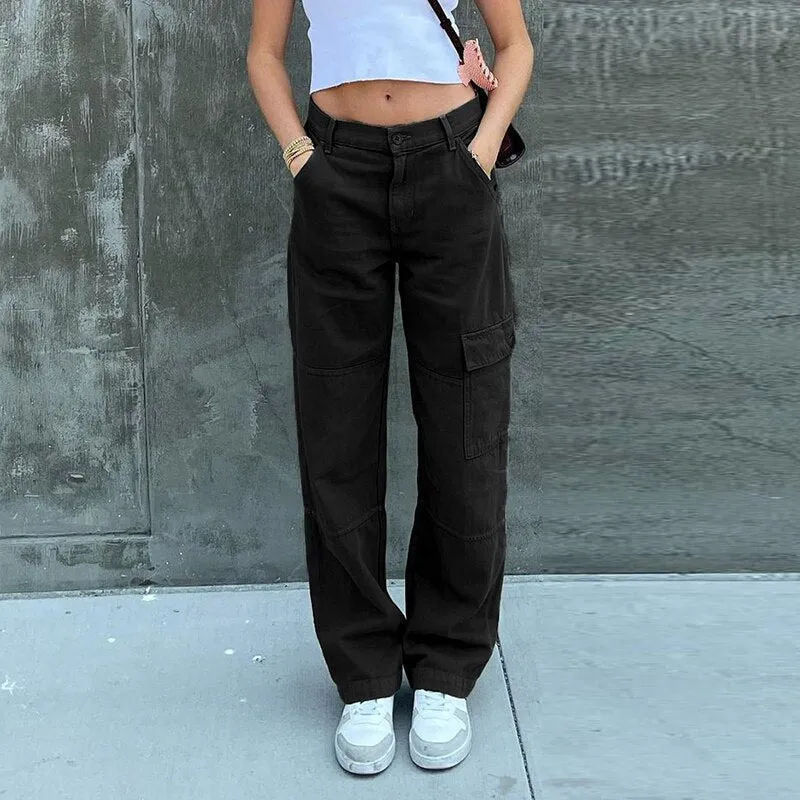 Wenkouban Low Waist Straight Pants Women Casual Trousers Wide Leg Pants Solid Slim Trousers Women Stretch Jeans Fashion Pantalones 2022