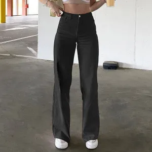 Wenkouban Low Waist Straight Pants Women Casual Trousers Wide Leg Pants Solid Slim Trousers Women Stretch Jeans Fashion Pantalones 2022