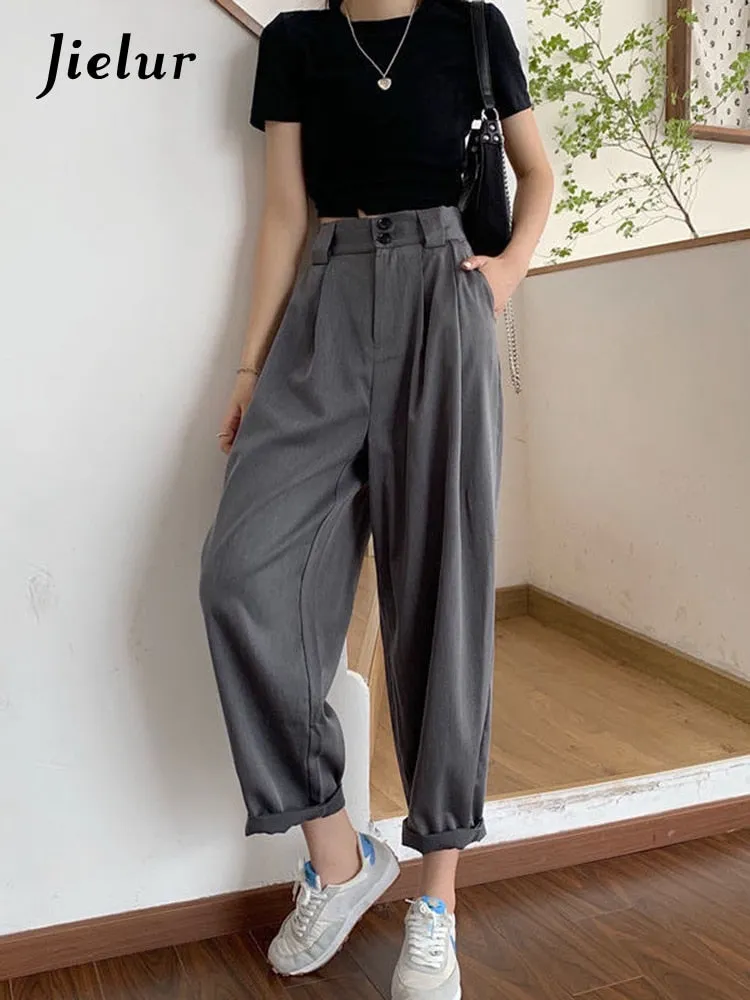 Wenkouban Straight Pants Women Bf Style Chic Trendy Ankle-Length Trousers Summer New All-Match College Classic Teens Pantalones Hot