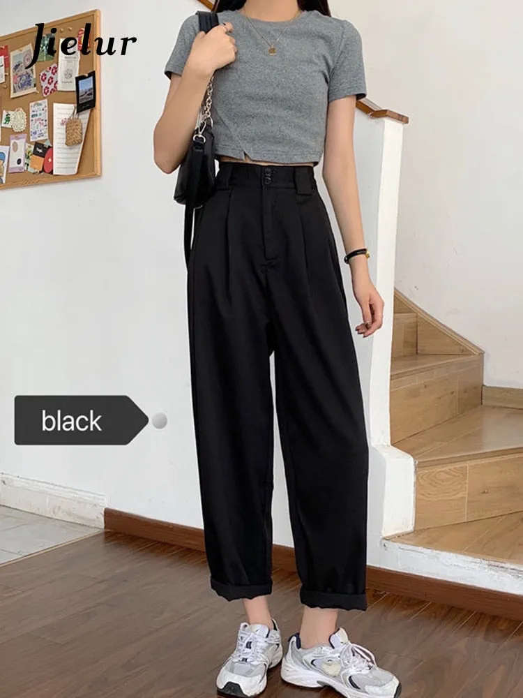 Wenkouban Straight Pants Women Bf Style Chic Trendy Ankle-Length Trousers Summer New All-Match College Classic Teens Pantalones Hot