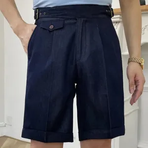 Wiaofellas  -  Gentlemen's Italian Suit Short Summer Vintage Denim Naples Mens Shorts High Quality Short Men Pantalones Homme