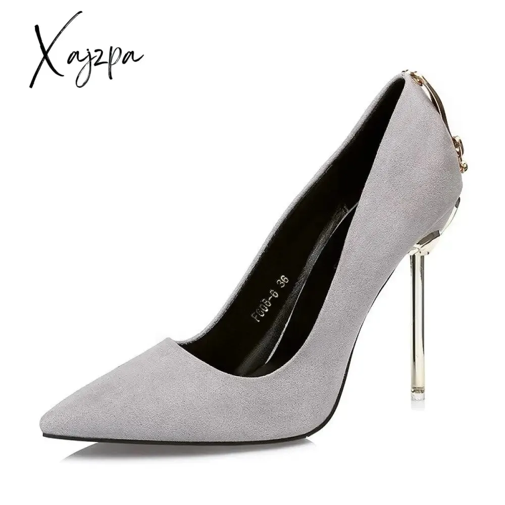 Xajzpa - Ladies High Heels Women Shoes Pumps High Heel Stiletto Sexy Wedding Shoes Woman 2023 Pumps Black Red tacones mujer