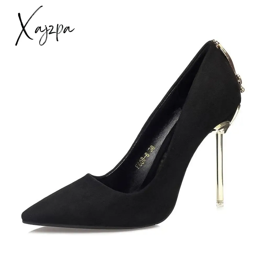 Xajzpa - Ladies High Heels Women Shoes Pumps High Heel Stiletto Sexy Wedding Shoes Woman 2023 Pumps Black Red tacones mujer