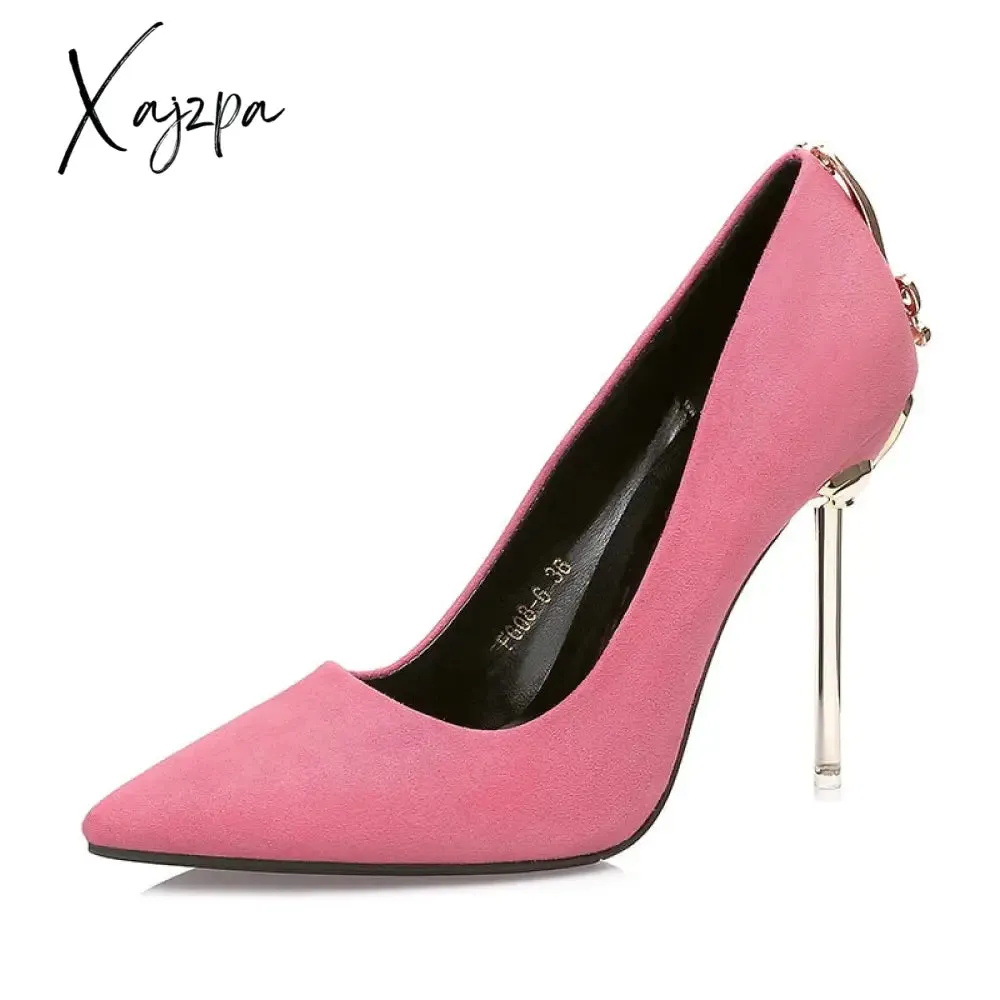 Xajzpa - Ladies High Heels Women Shoes Pumps High Heel Stiletto Sexy Wedding Shoes Woman 2023 Pumps Black Red tacones mujer