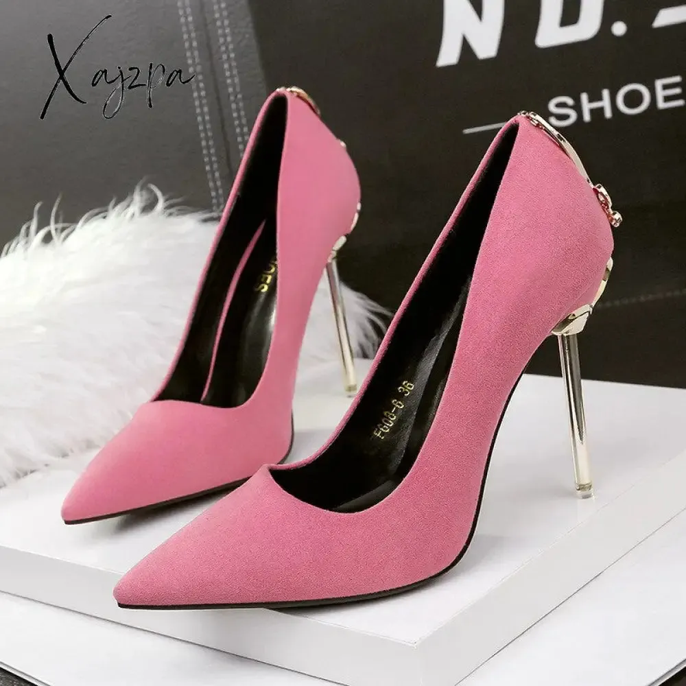 Xajzpa - Ladies High Heels Women Shoes Pumps High Heel Stiletto Sexy Wedding Shoes Woman 2023 Pumps Black Red tacones mujer