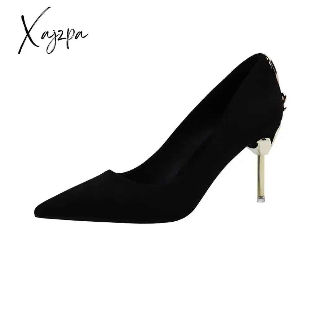 Xajzpa - Ladies High Heels Women Shoes Pumps High Heel Stiletto Sexy Wedding Shoes Woman 2023 Pumps Black Red tacones mujer