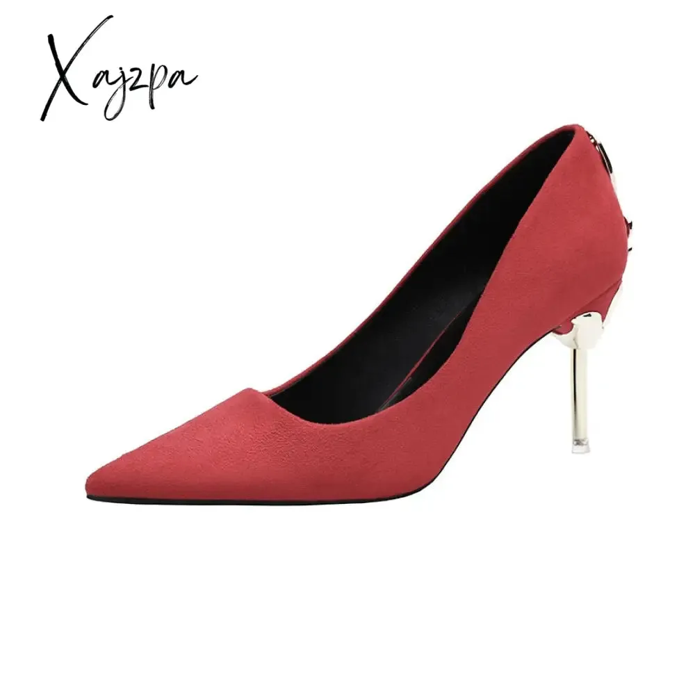 Xajzpa - Ladies High Heels Women Shoes Pumps High Heel Stiletto Sexy Wedding Shoes Woman 2023 Pumps Black Red tacones mujer