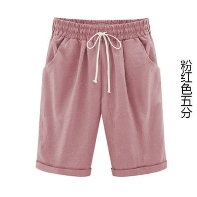 Yeknu Shorts Women's Shorts Summer Casual Drawstring Elastic Short Trousers bermuda Shorts For Women Plus Size Women's Clothing