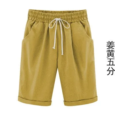 Yeknu Shorts Women's Shorts Summer Casual Drawstring Elastic Short Trousers bermuda Shorts For Women Plus Size Women's Clothing