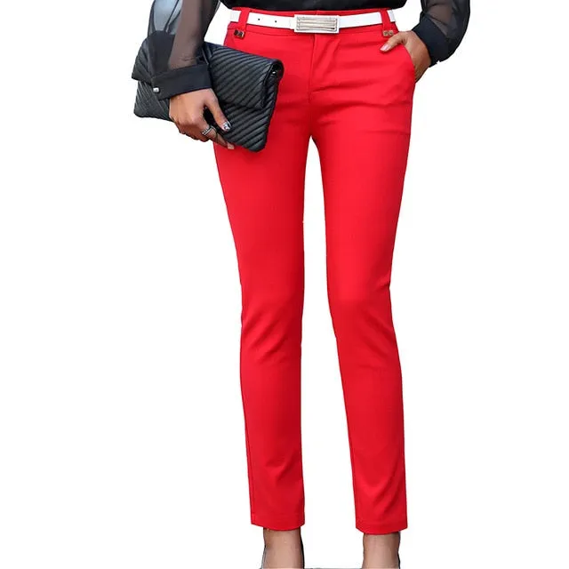 Yeknu Women Pencil Pants Autumn High Waist Ladies Office Trousers Casual Female Slim Bodycon Pants Elastic Pantalones Mujer